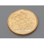 22CT GOLD 2013 FULL SOVEREIGN COIN UNCIRCULATED