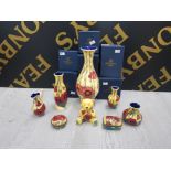 8 PIECES OF OLD TUPTON WARE IN THE YELLOW POPPY DESIGN 6 STILL BOXED