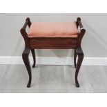 MAHOGANY FRAMED PIANO STOOL