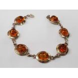 SILVER AND AMBER BRACELET 13.3G GROSS