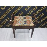 EARLY 1900S MAHOGANY PIONA STOOL WITH UNDER SEAT STORAGE