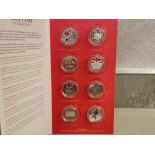 BEST OF BRITISH COLLECTION OF 8 COIN MEDALLIONS IN SILVER PLATED PROOF TYPE