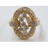 18CT YELLOW GOLD DIAMOND CLUSTER RING, SIZE M1/2, 5.6G GROSS