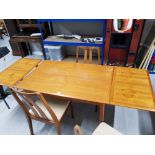A 20TH CENTURY DANISH TEAK EXTENDING DINING TABLE BY ABJ 208CM FULLY EXTENDED TOGETHER WITH THREE