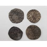 FOUR HUNGARIAN SILVER COINS SIGISMUND OF LUXEMBOURG DATING BETWEEN 1387 AND 1437