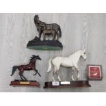 THREE HORSE GROUPS BY DIFFERENT MAKERS DESERT ORCHID BY FRANKLIN MINT HORSE AND FOAL BY REGENCY FINE