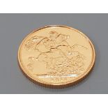 22CT GOLD 2013 FULL SOVEREIGN COIN UNCIRCULATED