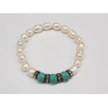 FRESHWATER PEARL AND TURQUOISE BRACELET