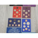 FOUR UK PROOF COIN YEAR SETS, INCLUDES THE YEARS 1977, 1980, 1981 AND 1982, ALL COMPLETE IN ORIGINAL