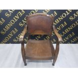 ARTS AND CRAFTS PERIOD OAK LOW OCCASIONAL CHAIR