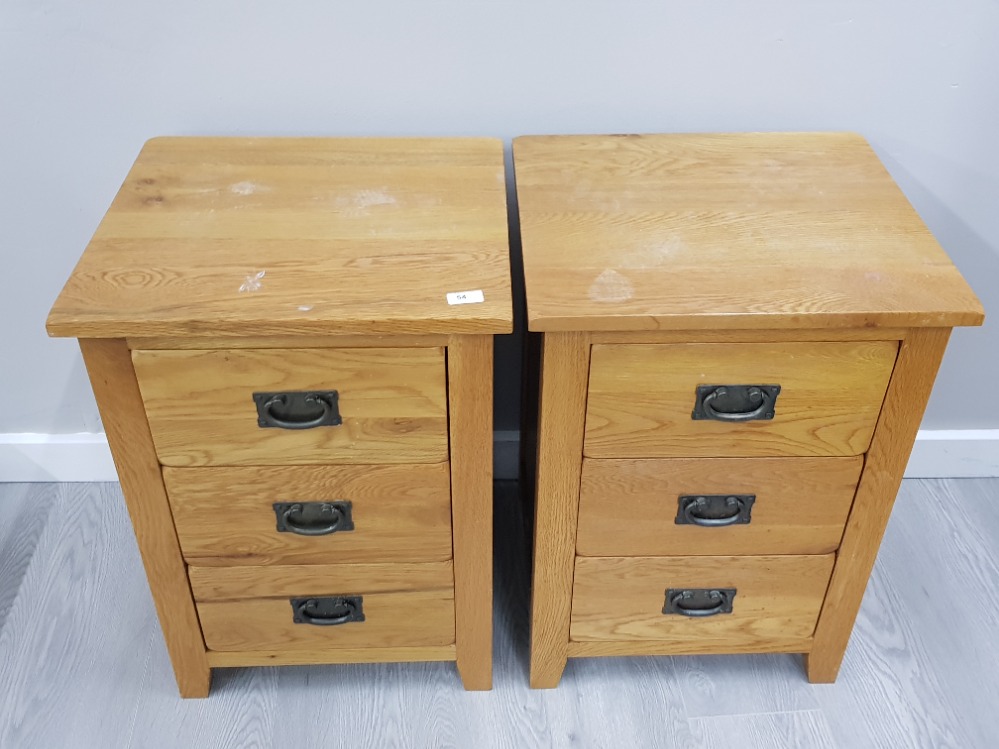 LIGHT OAK 3 DRAW BEDSIDE CHESTS