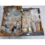 MISCELLANEOUS CUT AND MOULDED GLASSWARE TO INCLUDE A CLARET JUG CONDIMENTS DRINKING GLASSES ETC IN