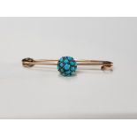 9CT YELLOW GOLD CLUSTER TURQUOISE BROOCH GROSS 2.3G
