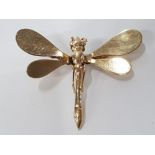 RARE REINAD 14K YELLOW GOLD DRAGONFLY CLIP IN FULL.WORKING ORDER, 9.3G
