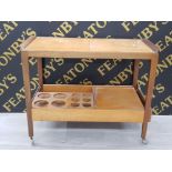 MID CENTURY TEAK 2 TIER DRINKS TROLLEY