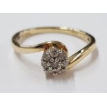 9CT YELLOW GOLD DIAMOND CLUSTER RING APPROXIMATELY. 25CT, 2.5G SIZE S