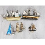 SHIPS TO INCLUDE A GALLEON TWO MADE OUT OF HORN AND ONE METAL