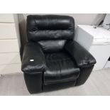 A BLACK LEATHER ELECTRIC RECLINER ARMCHAIR