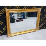 GILT FRAMED BEVELLED EDGE MIRROR, 65X89CM