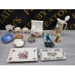 VARIOUS CERAMICS INCLUDING CARNIVAL GLASS, HORNSEA, SPORE ETC