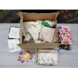 BOX OF OLD FABRIC MIXED