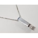 9CT WHITE GOLD CZ PENDANT AND CHAIN, 0.6G GROSS