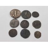 9 ROMAN COINS, CONDITION VARIES