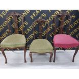 A SET OF 3 VICTORIAN MAHOGANY FRAMED CHAIRS INCLUDES PAIR OF BEDROOM CHAIRS PLUS ONE OTHER