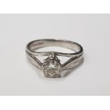 18CT WHITE GOLD DIAMOND SOLITAIRE RING 2.7G GROSS SIZE I