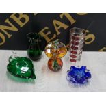 5 PIECES OF GLASS INCLUDING JACK IN THE PULPIT AND FRENCH VASE