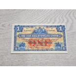 UNION BANK OF SCOTLAND 1 POUND BANKNOTE DATED 2-6-1924, SMALL SIZE NOTE PRESSED VF