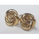 9CT GOLD KNOT STUD EARRINGS, 0.4G