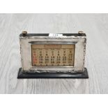 SILVER FRAMED DESK CALENDAR MADE W J MYATT AND CO BIRMINGHAM 1926 ALL CARDS INTACT