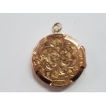 9CT YELLOW GOLD CIRCLE PATTERNED LOCKET BACK AND FRONT 3.4G