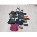 A BOX OF LADIES HANDBAGS AND PURSES INCLUDES RADLEY BAG