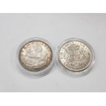 1935 SILVER JUBILEE CROWN AND 1937 CORONATION CROWN BOTH EF