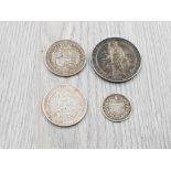 COINS WILLIAMS IV 1837 SILVER 3D VICTORIA 1887 SHILLING AND KING EDWARD VII 1902 FLORIN AND
