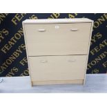 BEECH 2 LEVELLED SHOE CUPBOARD 75CM X 87CM