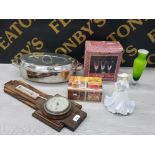 MIXED LOT INCLUDING COALPORT FOUR SEASONS SPRING LADY FIGURE, BAROMETER AND SIESTA RAVENHEAD GLASSES