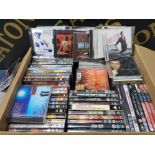 A BOX OF MISCELLANEOUS DVDS AND CDS