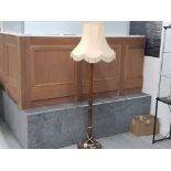 OAK STANDARD LAMP WITH CREAM TASSELED SHADE