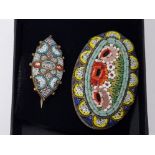 2 VINTAGE ITALIAN MICRO MOSAIC BROOCHES, BOTH NICELY DETAILED PIECES