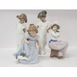 4 NAO BY LLADRO FIGURES INCLUDES GIRLS IN NIGHT DRESSES AND GIRLS WITH PUPPY DOG, ALL IN ORIGINAL