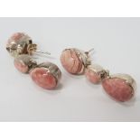 SILVER AND RHODOCHROSITE DROP EARRINGS