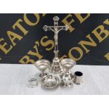 COMPLETE TRAVELLING HOLY COMMUNION SET INCLUDES CRUCIFIX, 1940S CHROME IN ORIGINAL BOX