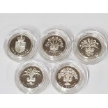 5 ROYAL MINT UK 1 POUND SILVER PROOF COINS FROM 1988 TO 1992 ALL IN ORIGINAL CASES WITH