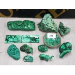 COLLECTION OF VARIOUS MALACHITE PIECES