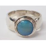 SILVER AND OPAL RING BY THE MAKER BALABAN, 7.1G SIZE M