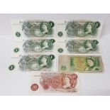 6 BANK OF ENGLAND 1 POUND BANKNOTES AND BANK OF ENGLAND 10 SHILLINGS NOTE