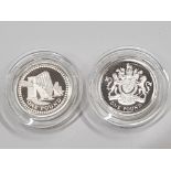 TWO SILVER PROOF 1 POUND COINS INCLUDES 2003 ROYAL ARMS, MINTAGE 25,000 AND 2004 FORTH RAIL